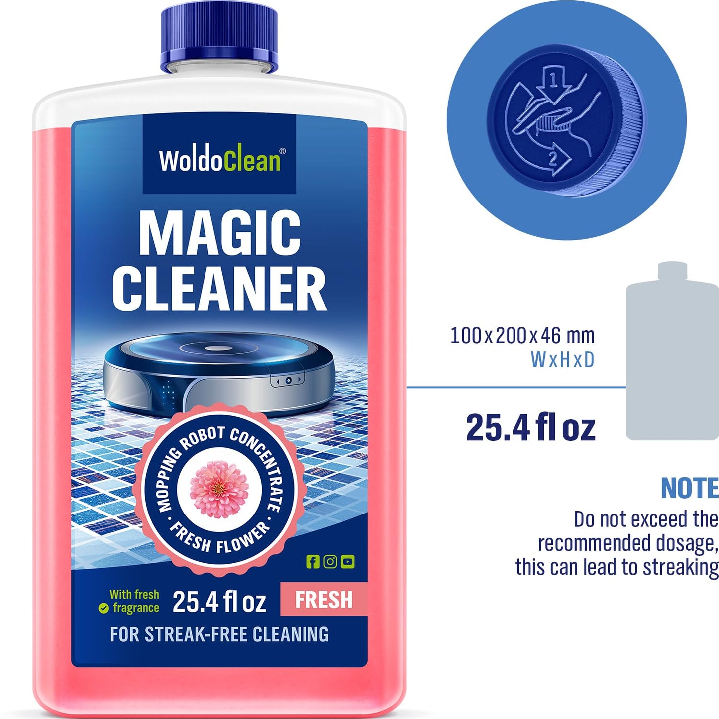 Floor Cleaner for robot vacuum with mop 750ml - ceramic, porcelain and stoneware tiles for 30-50 cleaning cycles