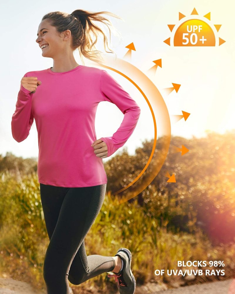 Women's Sun Protection Long Sleeve Swim Shirt - UPF 50+ UV Rash Guard for Hiking & Running