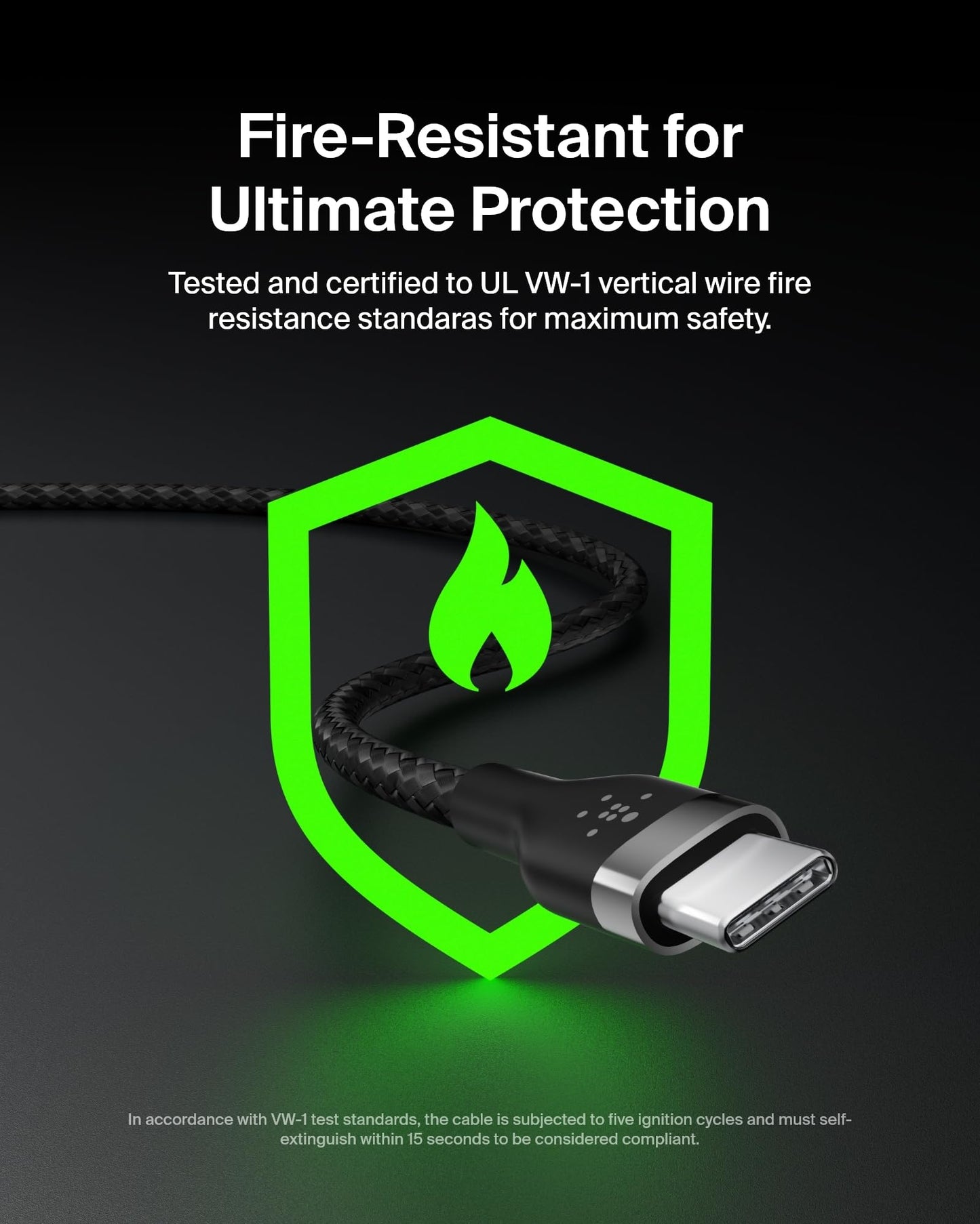 Belkin BoostCharge Pro Flex Braided USB-C to USB-A Cable (1M/3.3FT) USB-IF Certified Fast Charging Cable for iPhone 17, iPhone 17 Pro, iPad, Galaxy S25, Note, Pixel, Nintendo Switch 2 & More - Black