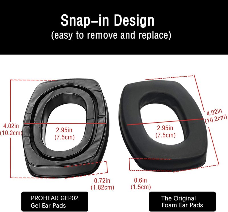 Gel Ear Pads for Howard Leight Impact Sport Pro Earmuffs - Comfortable Replacement Cushion