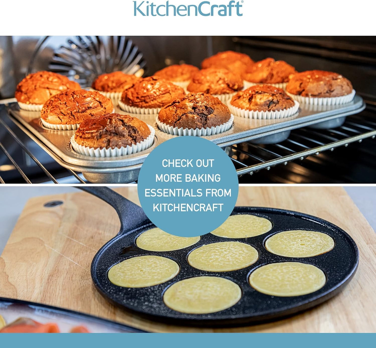 KitchenCraft Baking Stone Tray, Non Stick, for Oven or Hob, for Pizza, Bread, Pancake and other Recipes in Gift Box, Round, Cast Iron, 27 cm x 6.5 mm