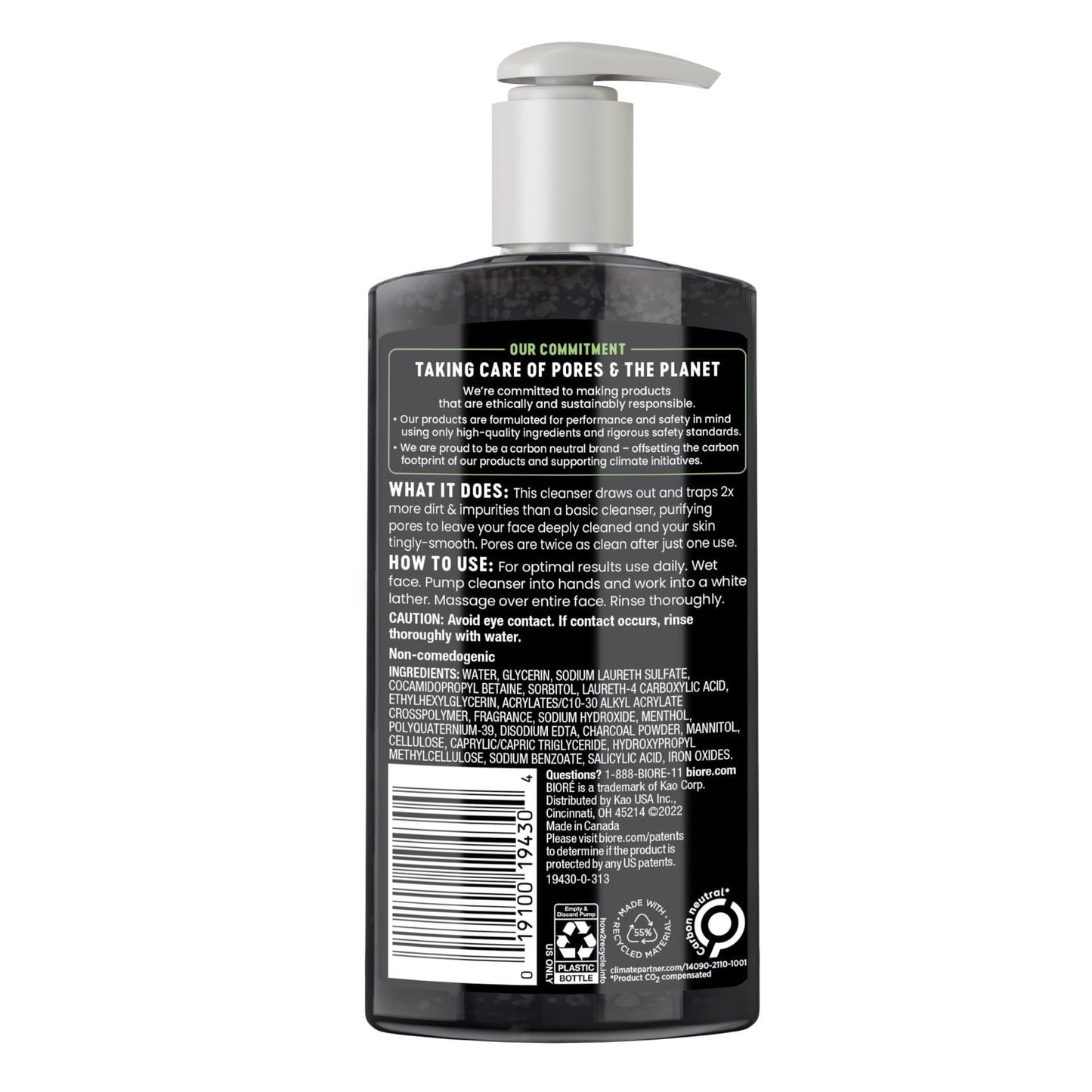 Biore Deep Pore Charcoal Daily Face Wash with Deep Pore Cleansing for Dirt and Makeup Removal From Oily Skin, 200ml
