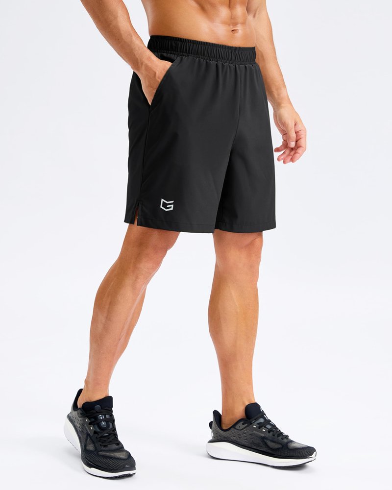 G Gradual Men's Athletic Running Shorts with Pockets Lightweight Quick Dry 5"/ 7"/ 9" Basketball Workout Gym Shorts for Men(Black,L7_L)