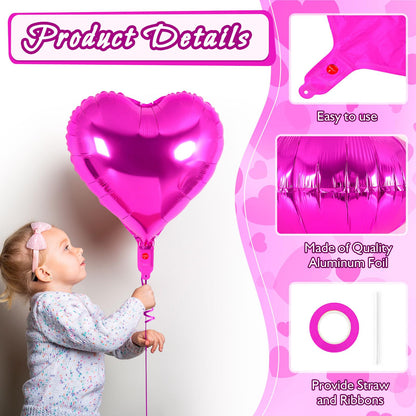 12 Pcs Red Heart Balloons,18 Inch Heart Foil Balloons Love Balloon Valentine Balloon for Birthday Party Wedding Engagement Party Baby Shower Valentine Day Decorations (red)