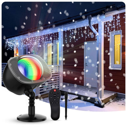 Elec3 Christmas Snowfall Projector Lights, Indoor Outdoor Holiday Snow Lights with Remote Control, White Snow for Halloween Xmas Party Wedding Garden Christmas Landscape Decoration