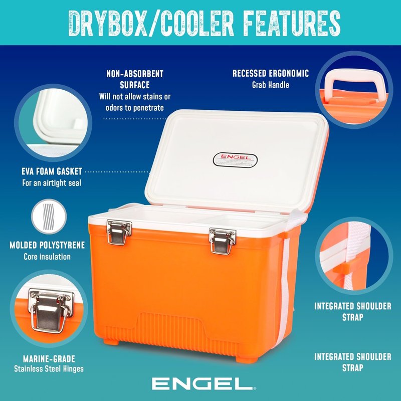 Engel UC19 19qt Leak-Proof, Air Tight, Drybox Cooler and Small Hard Shell Lunchbox for Men and Women in White