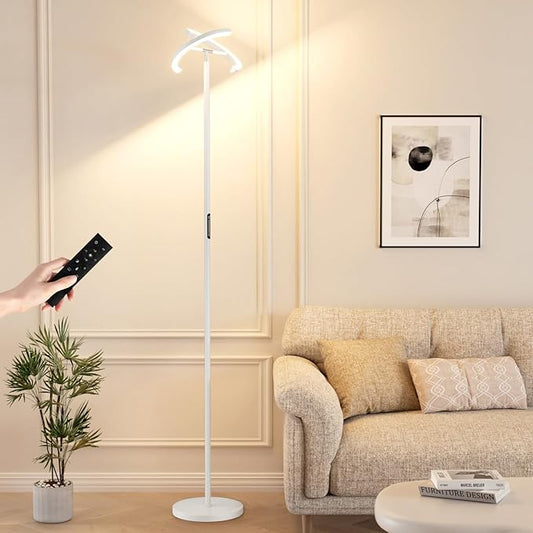Floor Lamps for Living Room, 40W/2400LM LED Floor Lamp with Touch & Remote Control, 70" Tall Standing Lamp Stepless Dimmable, Modern Torchiere Corner Lamp for Bedroom, Office - White