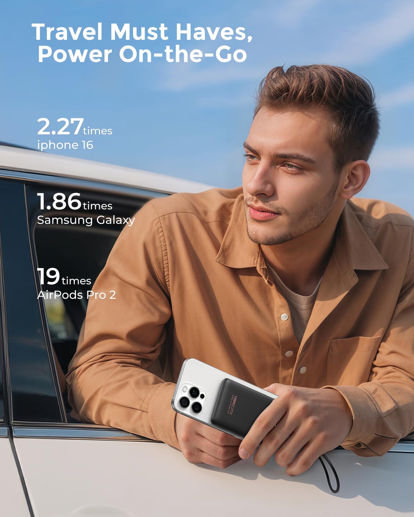 VEEKTOMX Small Portable Charger 10000mAh, Mini Power Bank 22.5W Fast Charging, Slim & Lightweight Travel Essentials, 3-Output External USB C Battery Pack Compatible with iPhone 17 16 15 (Dark Black)