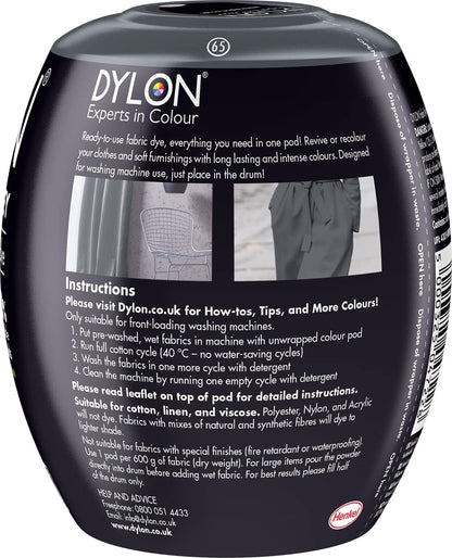 Dylon Washing Machine Fabric Dye Pod for Clothes & Soft Furnishings, Smoke Grey, 350 g (Pack of 1) (Packing May Vary)