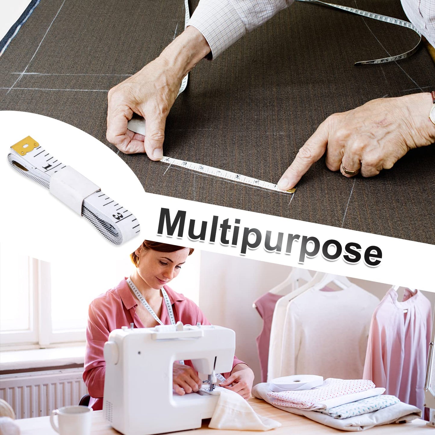 Body Measuring Tape 60 inch, Body Tape Measure, Lock Pin and Push Button Retract, Body Measurement Tape, Black