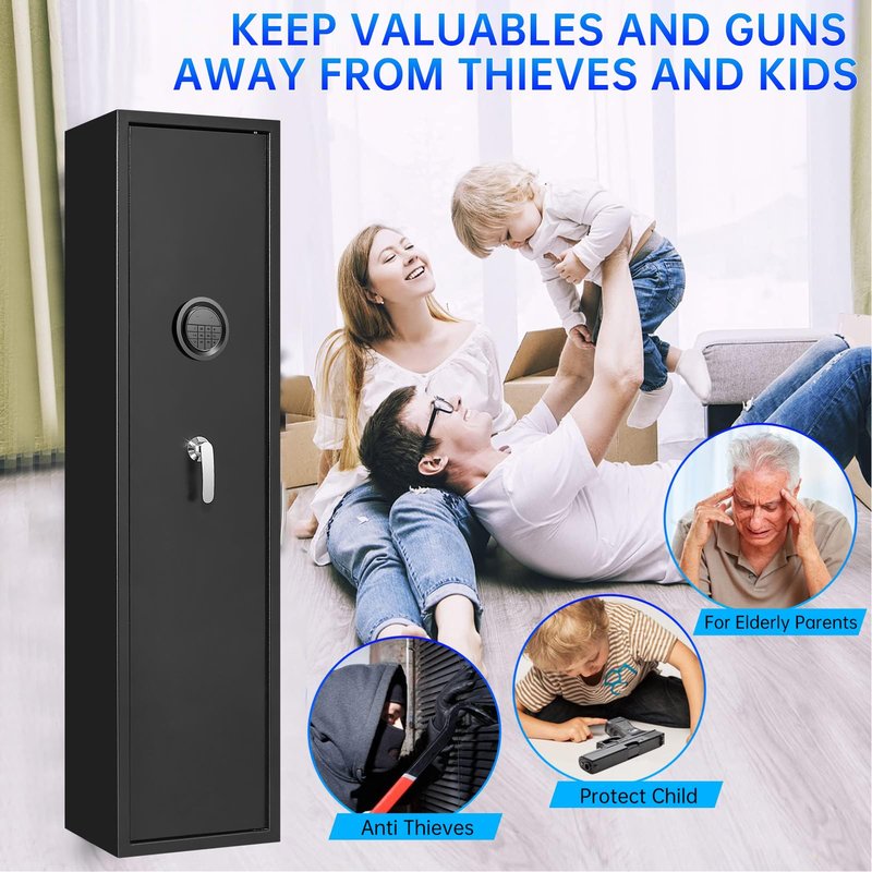 ANXINWEI 8-10 Gun Safe, Dual Alarm Gun Safe for Rifles and Pistols, No Assembly Gun Cabinets for Rifles And Shotguns, Quick Access Rifle Safes for Home