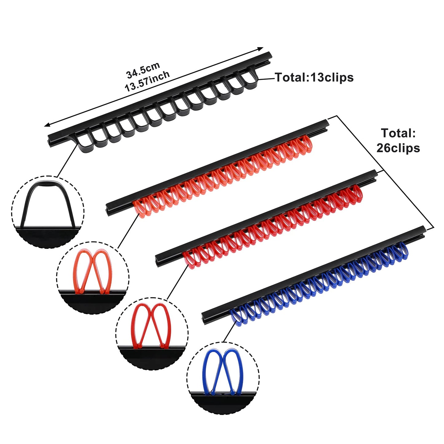 CASOMAN 10 pcs Screwdriver Organizer and Wrench Organizer, Wall Mount, Hand Tool Holder, Plastic Rail Wrench Hanger with Clips