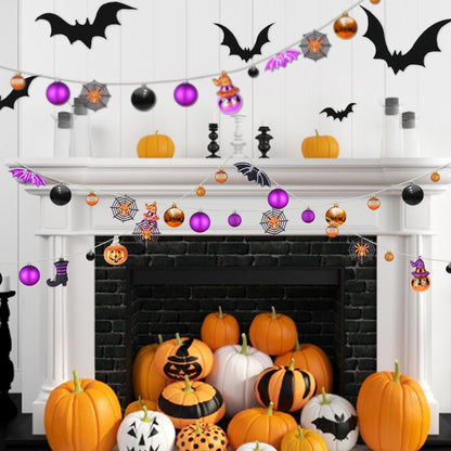 56pcs Halloween Hanging Ornaments for Tree Decorations, Shatterproof Plastic Hanging Halloween Ball Pendants with Pumpkin, Witches Hat Signs, Halloween Tree Decor Party, Holiday, Home (Multi New)