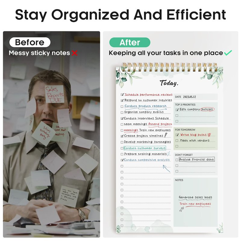 Taja To Do List Notepad - To Do List Notebook for Work with 52 Sheets, 9.8" x 6.5", Undated Daily Planner Perfect for Daily Tasks and Goal Setting, Notepad Suitable for Office, Home & School - Nature