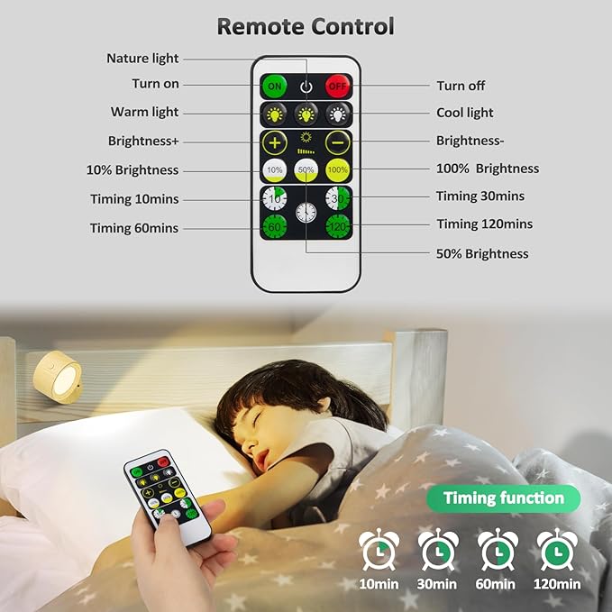 Lightbiz LED Wall Sconces, Wall Mounted Lamp with Remote Rechargeable Battery Operated, 3 Color Temperatures & Dimmable Wall Lights Magnetic 360° Rotation Light