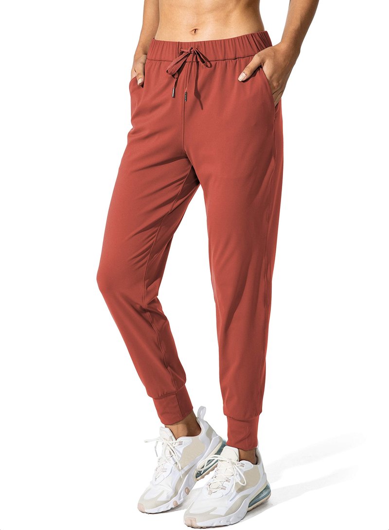SANTINY Women's Joggers Pants Pockets Drawstring Running Sweatpants for Women Lounge Workout Jogging(Savannah Red_M)