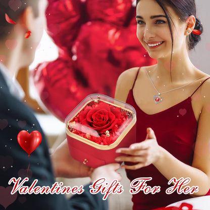 Beferr Valentines Day Gifts for Her Preserved Real Rose with Necklace Eternal Roses Forever Flowers for Delivery Prime Mothers Anniversary Birthday Gifts for Women Mom Grandma Wife Daughter Girlfriend