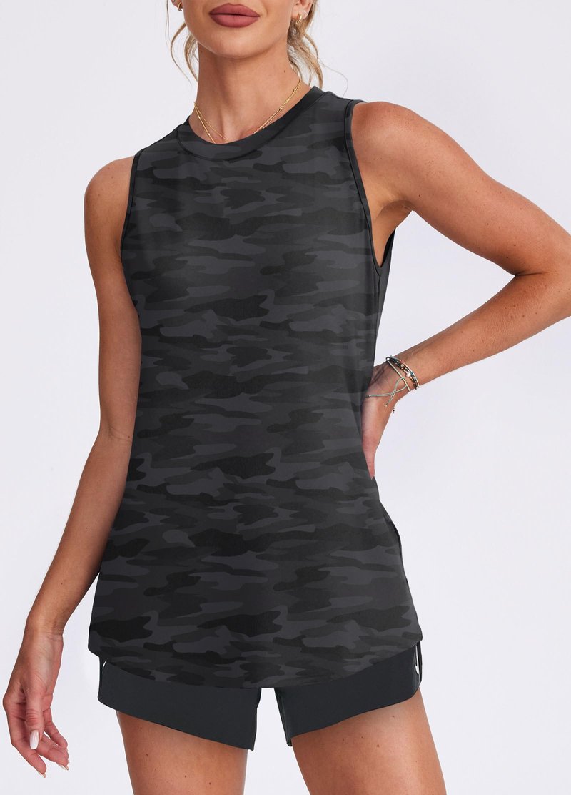 Women's Workout Tank Tops Racerback Athletic Yoga Tops Loose Fit Sleeveless Running Gym Sports Shirts for Women Black White XXL