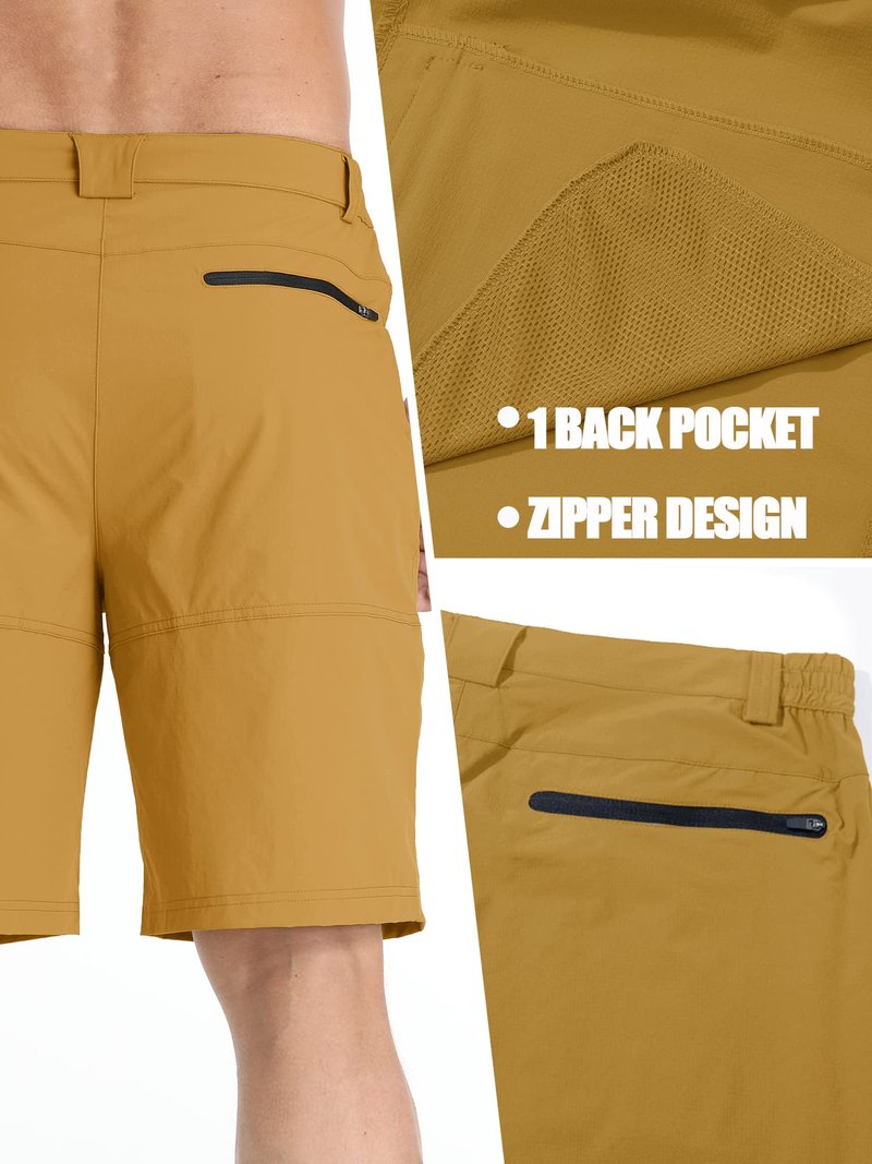 TACVASEN Men's Dress Golf Shorts Cargo Hiking Casual Shorts Lightweight Quick Dry Stretch Tactical Work Fishing with Pockets Turmeric 34