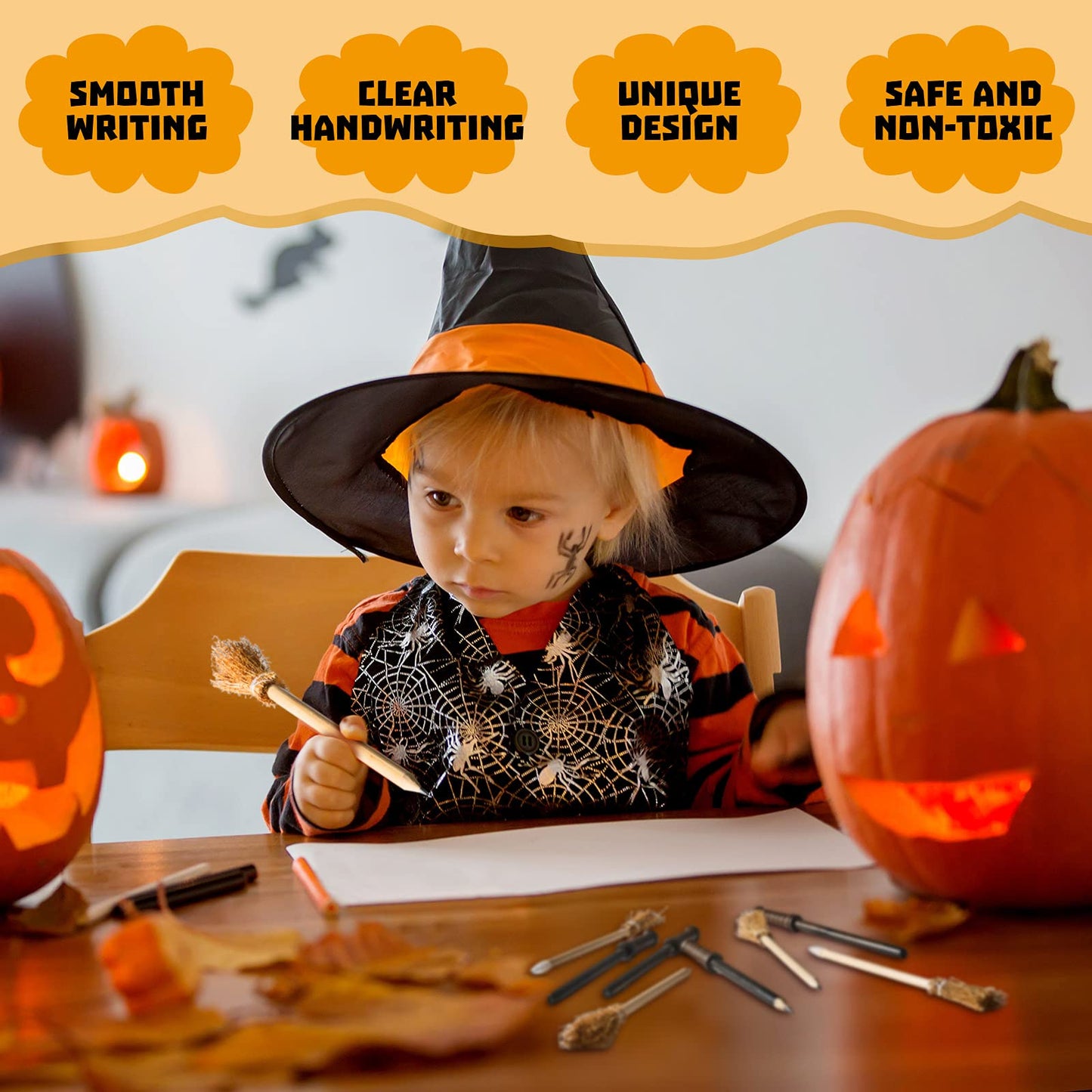 Chinco 20 Pcs Wand Pencils Party Favors Witch Broom Pencils Bulk Set, Halloween Wand Theme Birthday Goody Bag Filler Favors for Kids Teen Tween Boys Girls School Rewards