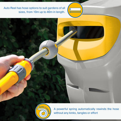 HOZELOCK - Auto Reel Wall-mounted 40m: Easy to Install, Child-lock, Auto-rewind, Ready-to-use with Nozzle, Fittings, Hozelock Hose and Accessories Included 5 Year Guarantee* [2595R8000]