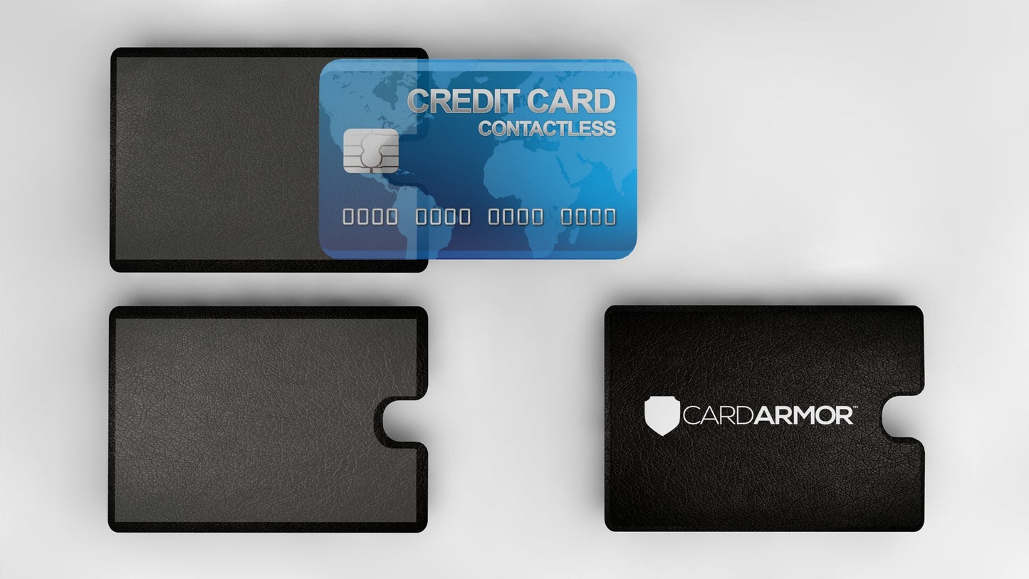 Card Armor Credit Card Holder, 6 Premium RFID Blocking Sleeves with Clear Front for Easy Viewing, Prevent Identity or Financial Theft from High Tech Thieves