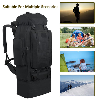 Ogetok 100L Hiking Backpack Camping Rucksack, 100 liters Large Capacity Outdoor Knapsack Travel Climbing Mountaineering Carry On Backpack Bag, Trekking Backpacking for Men Women, Black
