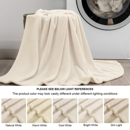 BEDELITE Fleece Blanket Beige Throw Blankets for Couch & Bed, Luxury Plush Cozy Fuzzy Blanket 50" x 60", Super Soft Warm Lightweight Throw Blanket for Travel Camping