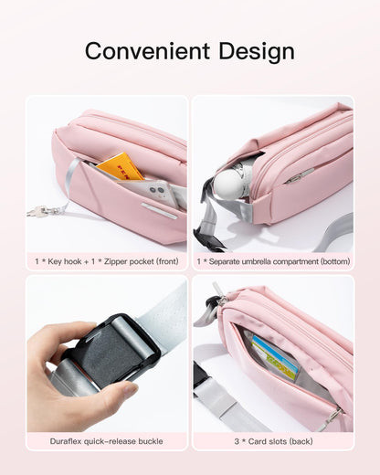 Inateck Sling Bag X, Multi-pocket Crossbody Shoulder Chest Bag with Adjustable Shoulder Strap, Water-resistant Waist Fanny Pack for Men, Women, Travel, Daily Use, Cycling, Hiking, Black, Large