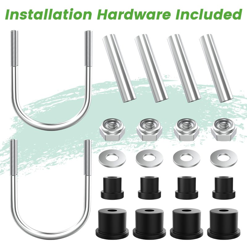 10L0L Heavy Duty Tapered Rear Leaf Springs Kit (2-Leaf) for EZGO RXV 2008-2013 - Includes Bushings, U-Bolts, Nuts, Sleeves - OEM 603498 604494