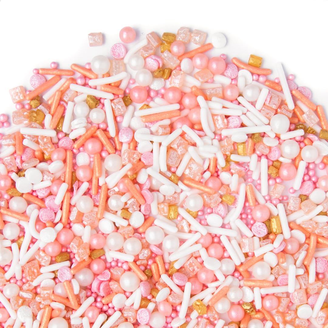 Sweets Indeed Sprinkles, Peach Rose Gold Edible Sprinkle Mix, Perfect for Cake Decorations, Baking, Ice Cream, Cookies, Cupcake Topper