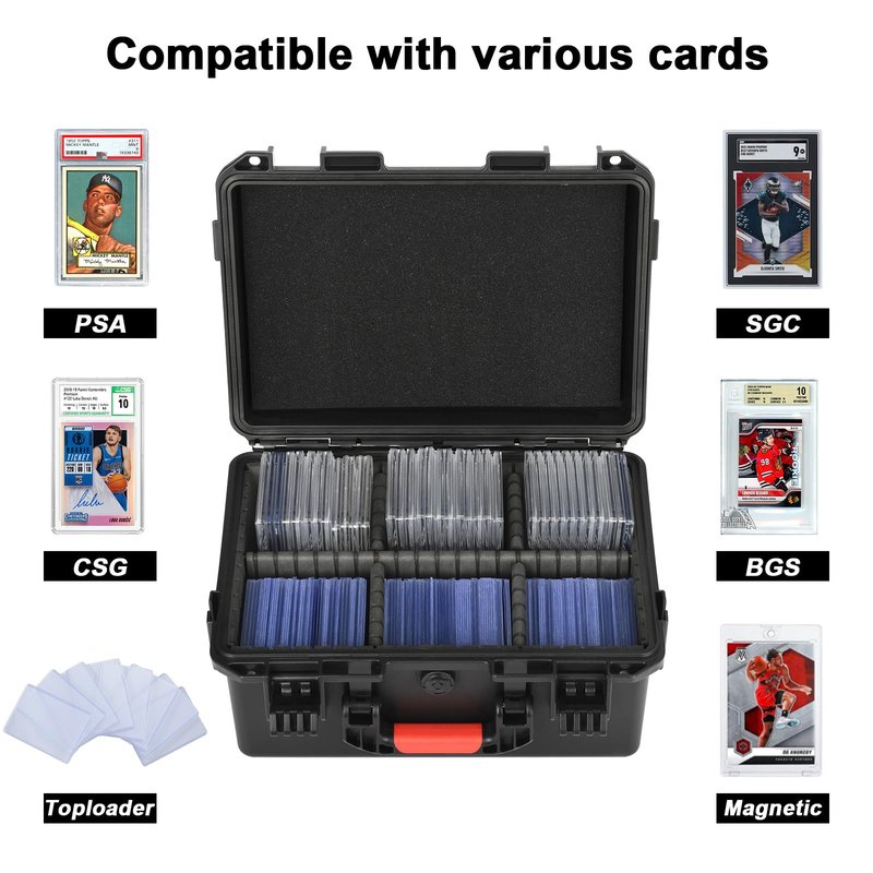 Graded Sports Card Storage Box - Card Case for Trading | Baseball Card, Graded Card Slab Carrying Case Fits PSA BGS FGS & SGC, Waterproof Holder Storage Box for Top Loader, Magnetic (Holder 300+)