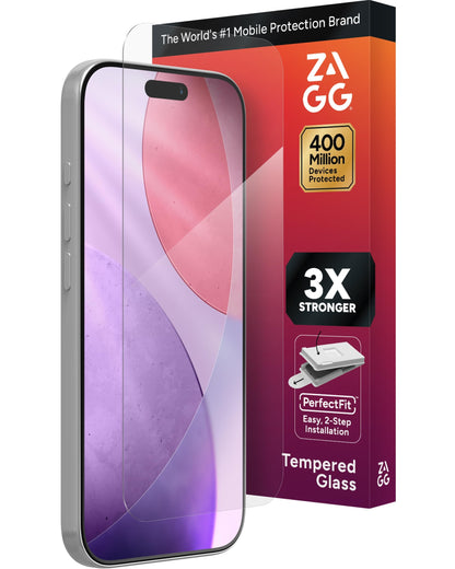 ZAGG Glass+ Screen Protector for iPhone 16e/ 14/13/ 13 Pro - 3X Shatter Protection, High Scratch Resistance, Oil-Resistant, Reinforced Edges, InvisibleShield, Easy Install