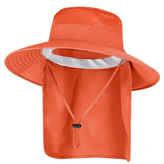 Sun Hats for Men Women Fishing Hat UPF 50+ Breathable Wide Brim Bucket Hats Summer UV Protection Safari Hat with Neck Flap Orange
