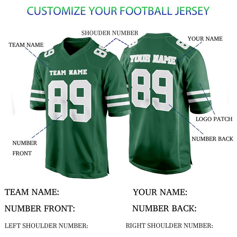 Green Custom Football Jersey for Women Men Team Clothing Name Number Jerseys Personalized Shirt Youth Kids Customized Football Uniform Fans Birthday Gift