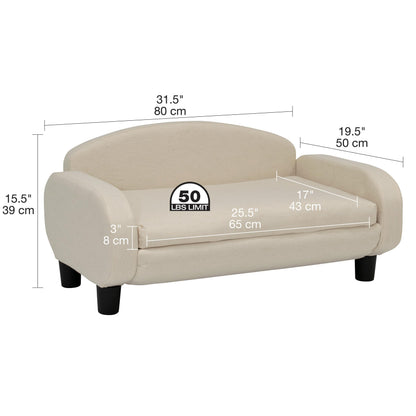 Paws & Purrs Modern Pet Sofa 31.5" Wide Low Back Lounging Bed with Removable Mattress Cover in Espresso/Oatmeal