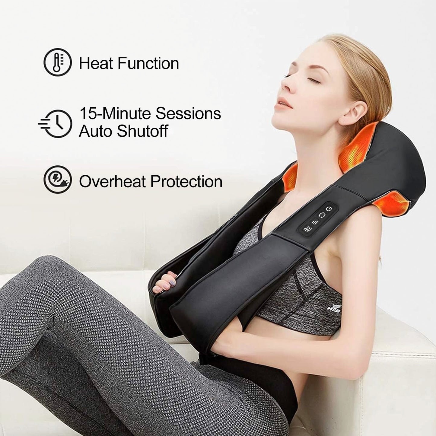 Medcursor Neck Massager, Portable Electric Shiatsu Back Massage Device with Heat, Deep Tissue 3D Kneading Pillow for Muscle Pain Relief (No Battery)