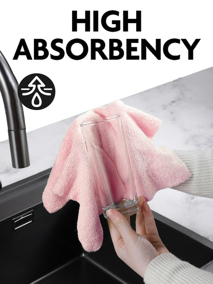 Fantasticlean Microfiber Cleaning Cloth Roll -75 Pack, Tear Away Microfiber Towels, 12" x 12", Reusable, Washable, Scratch Free, Ultra Absorbent Dish Rags for Car, Home, Garage or Shop (Pink)