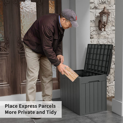 Flamaker Deck Box 31 Gallon Waterproof Resin Storage Box with Lid Indoor Outdoor Delivery Box Storage Bin for Patio Cushions (Grey)