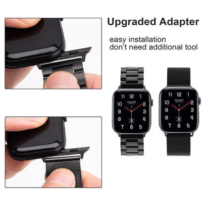 baklon Pack 2 Metal Strap Compatible with Apple Watch Strap 42/44/45/46/49mm, Stainless Steel Replacement Wristband Compatible with iWatch Series Ultra/Ultra2/SE2/SE/10 9 8 7 6 5 4 3 2 1,Black