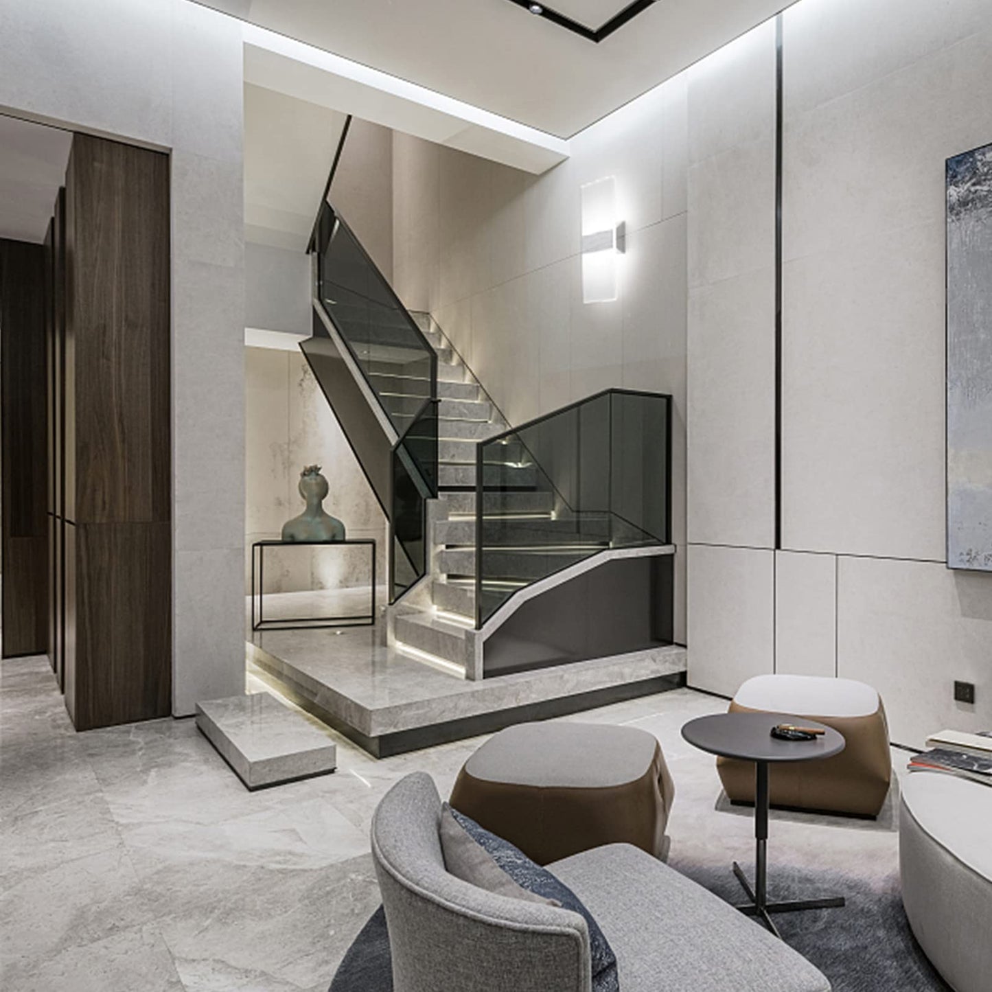 ChangM Modern Wall Sconce 12W, Set of 4 LED Wall Lamp Cool White Acrylic Material Hardwired Wall Mounted Wall Lights