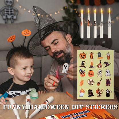 Floating Candles with Wand Remote, 20 Pcs Magic Halloween Hanging Candles, Flickering Warmer Light Flameless LED Candles with DIY Sticker, Battery Operated Halloween Decorations Gifts Indoor (20)
