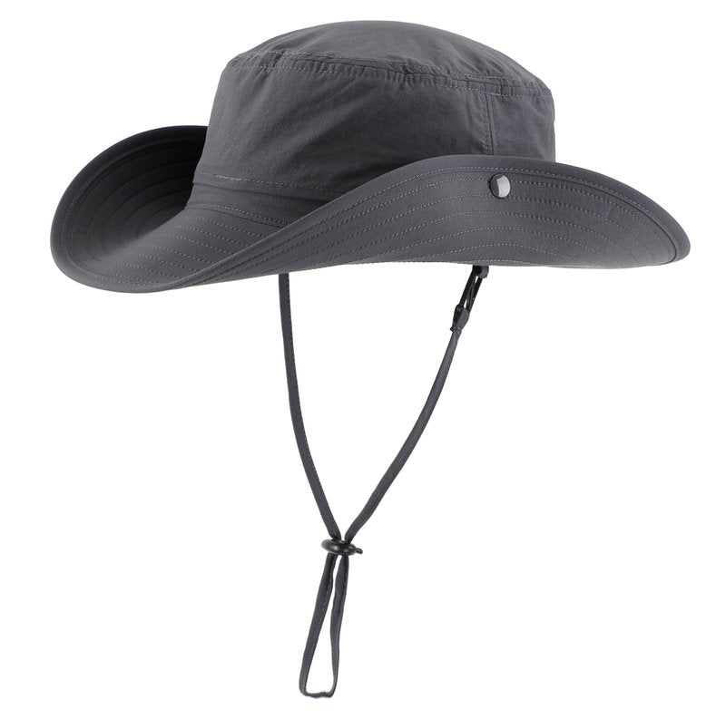 Connectyle Men's Cowboy Sun Hat Wide Brim Fishing Hiking Camping Gardening Hat UV Protection Outdoor Summer Sun Hat Dark Grey