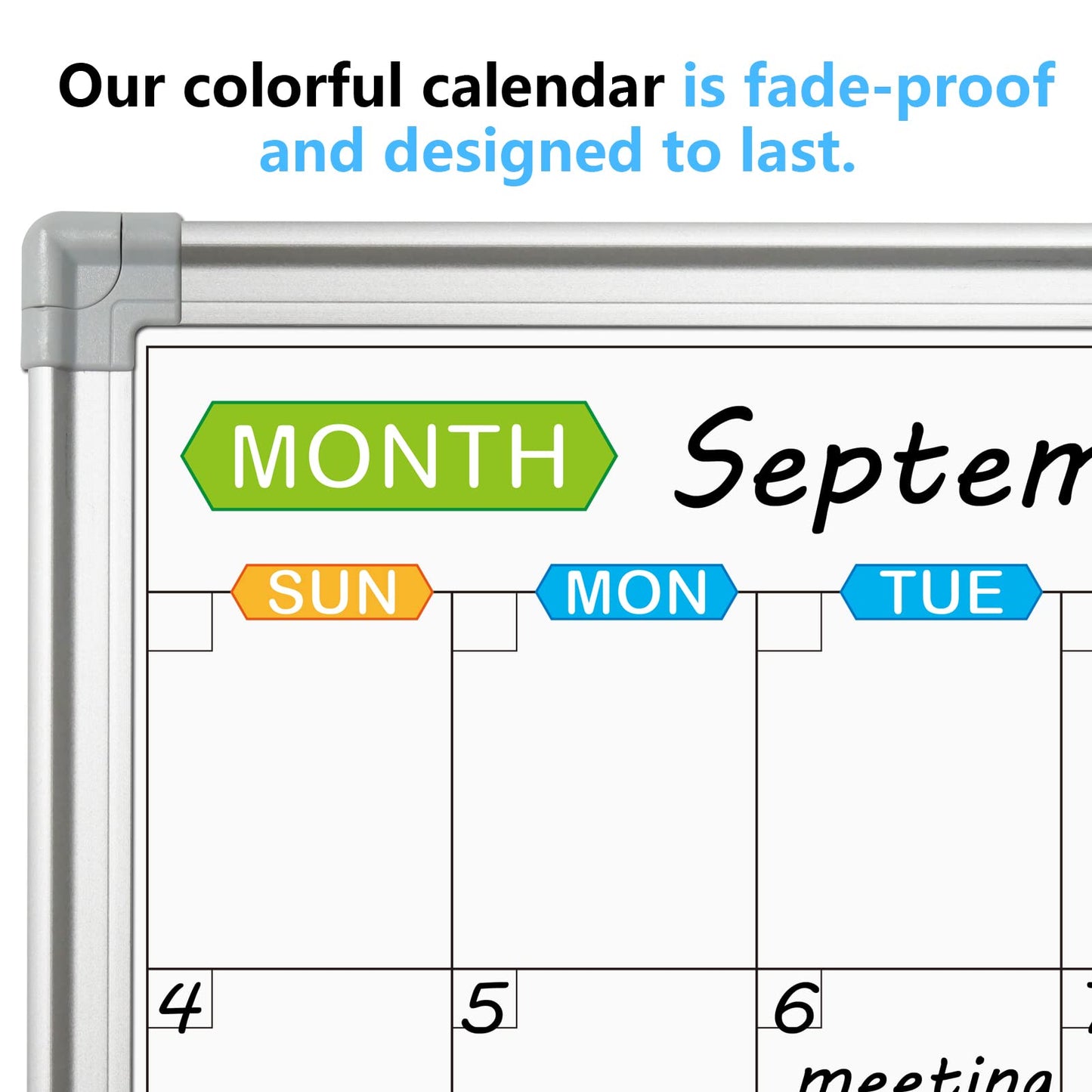 JILoffice Magnetic Dry Erase Calendar Whiteboard, 2 Month White Board Planner 36 X 24 Inch, Silver Aluminum Frame Wall Mounted Board for Office Home and School