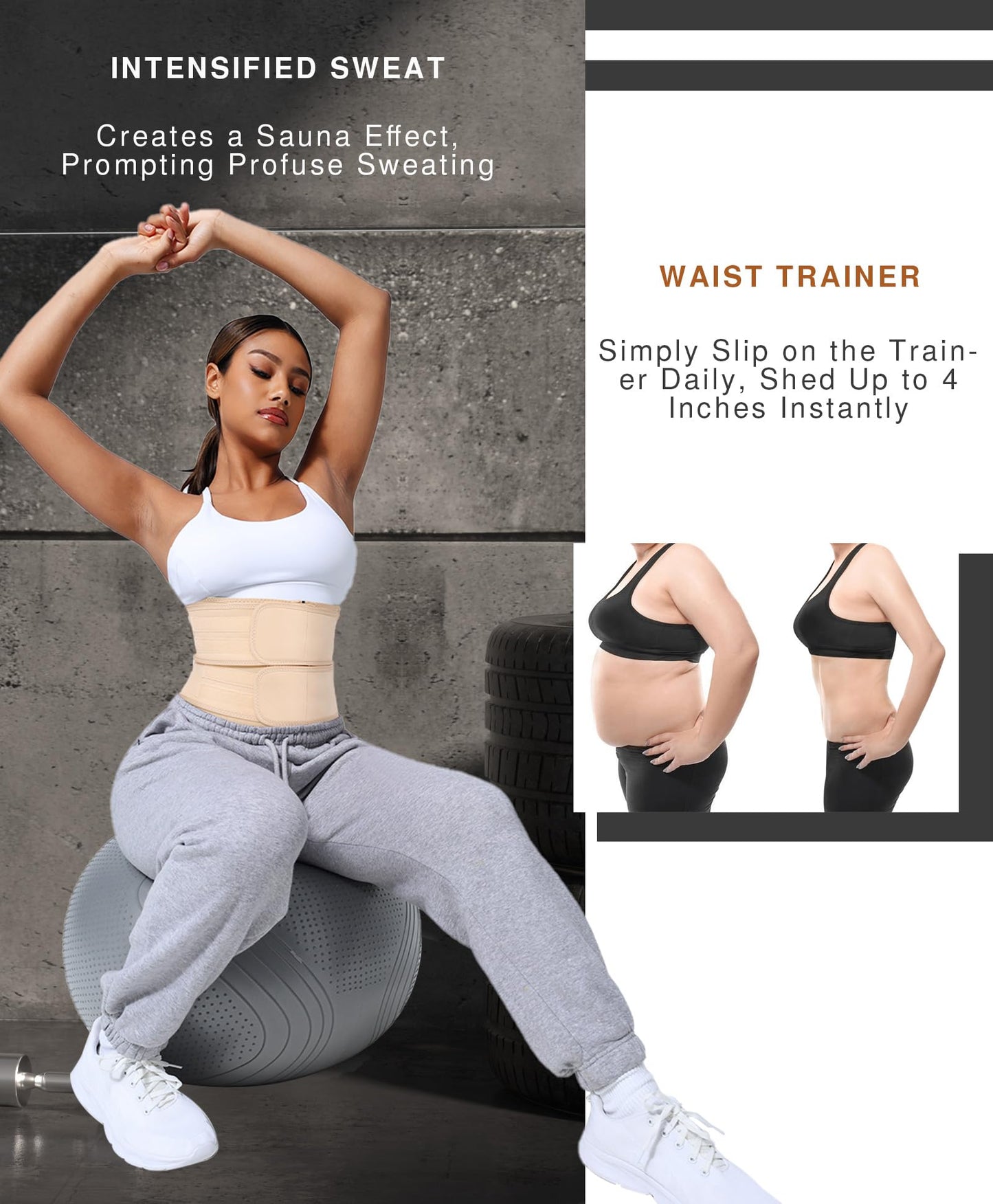 Lover-Beauty Waist Trainer for Women Workout Trimmer Corset with 2 Belt With Zipper Steel Bone Tummy Control Cincher