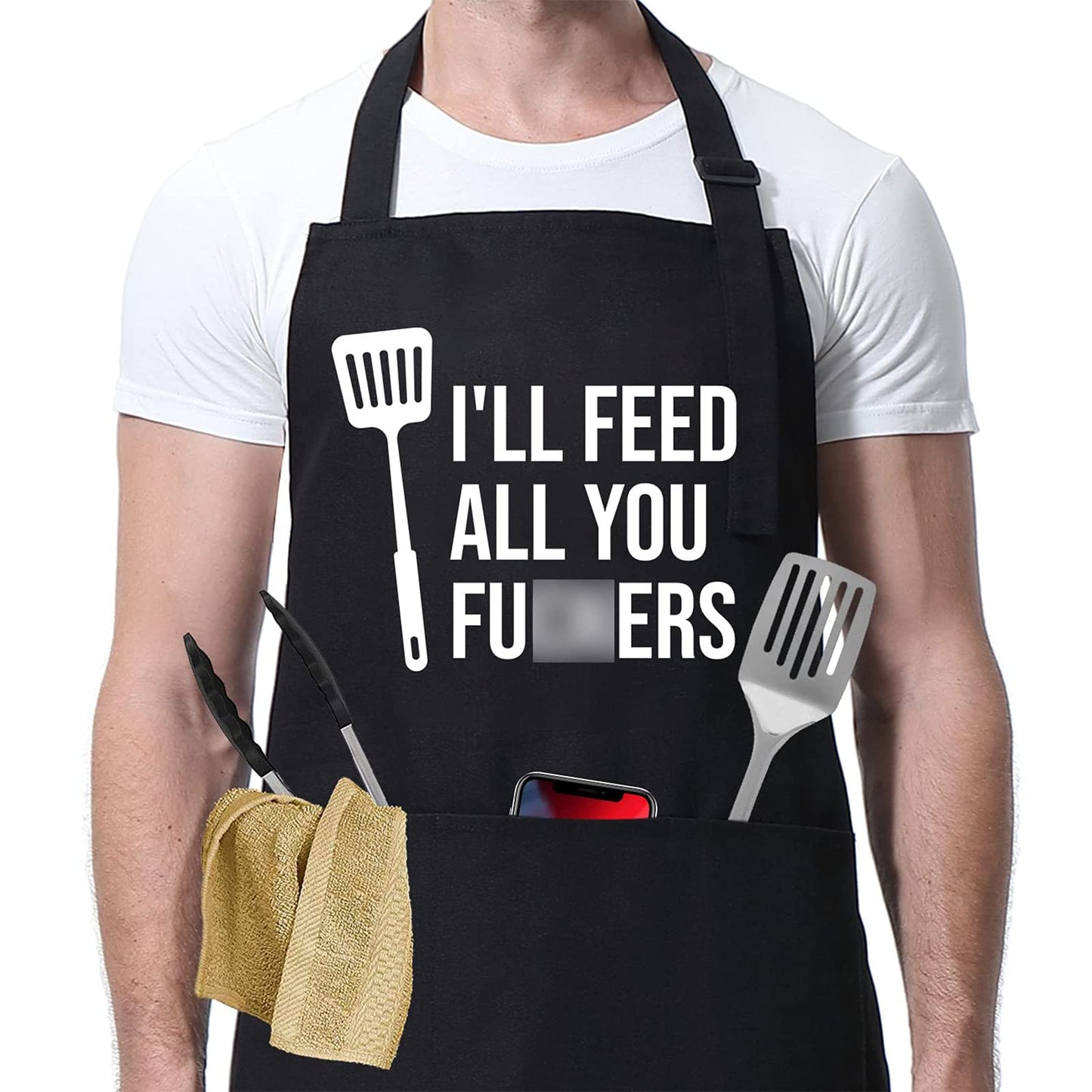 Miracu Funny Cooking Aprons for Men Women, Funny Dad Gifts for Mens Father, Mom - Fathers Christmas, Birthday Gifts for Dad Step Brother Boyfriend Husband, Cool BBQ Grilling Kitchen Chef Apron