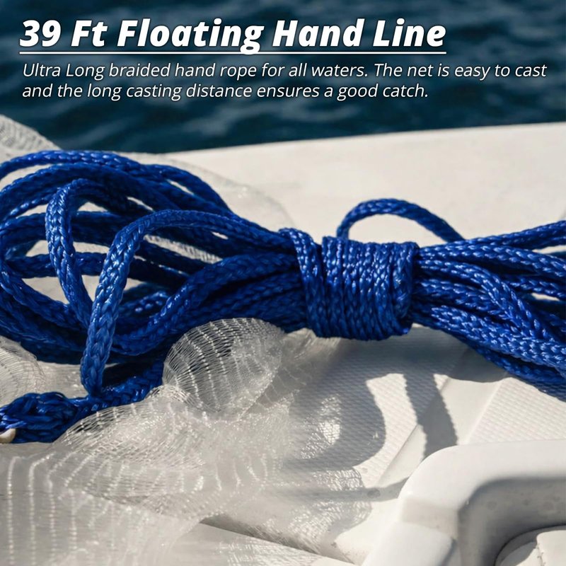 1.3 lbs/ft Fishing Cast Net with Eco-Friendly Lead Weights, 3/8inch Mesh Size, Throw Nets for Freshwater & Saltwater, 4/6/8/10/12 Ft Radius Casting Net (10 ft Radius)