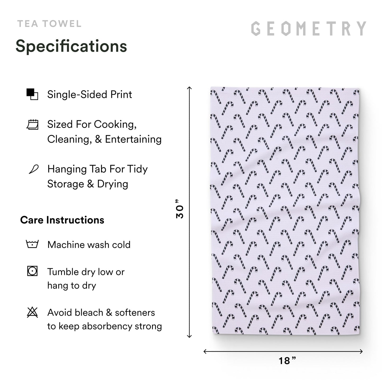 GEOMETRY Christmas Kitchen Towels - Quick Dry Microfiber Cloth Dish Towels for Kitchen Drying - Premium Quick Dry Towel - Peppermint Pop
