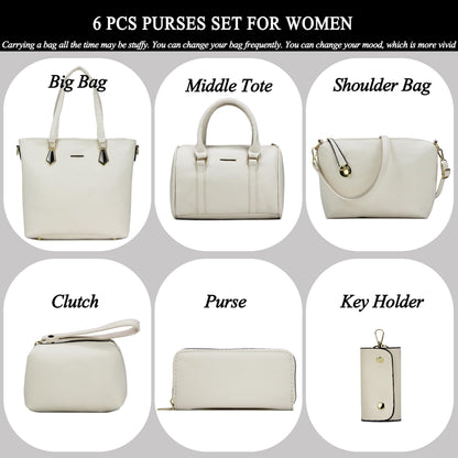 2E-youth Designer Purses and Handbags for Women Satchel Shoulder Bag Tote Top Handle Bag, 3c-beige