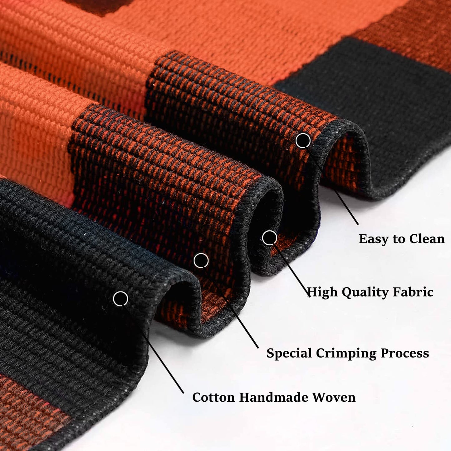 IOHOUZE Fall Buffalo Plaid Check Rug Outdoor Doormat 27.5 x 43 Inches Washable Woven Outdoor Indoor Welcome Mats for Front Door/Farmhouse/Entryway/Home Entrance Black and Orange Outdoor Rug